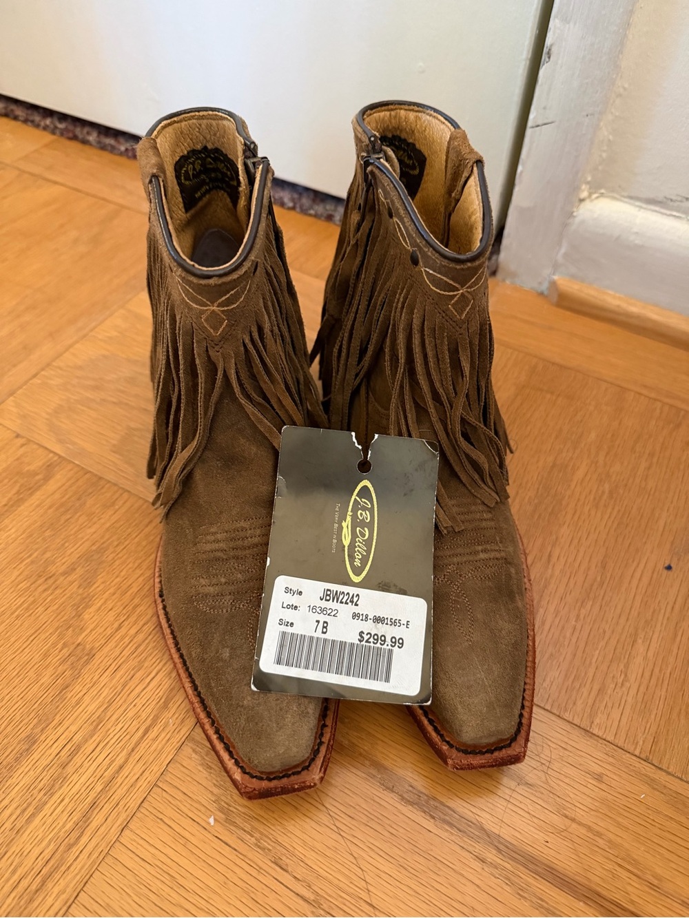 B. Dalton Brown Suede Fringe Ankle Cowboy Boots